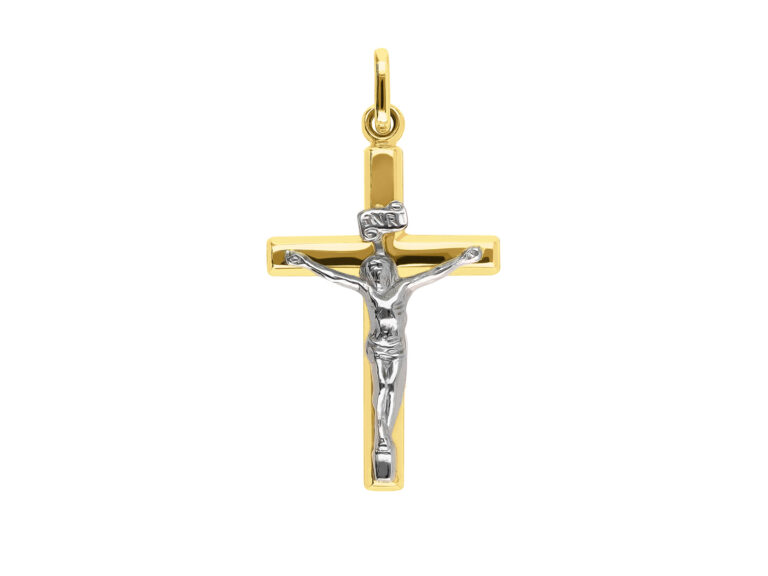 Two tones crucifix pendant