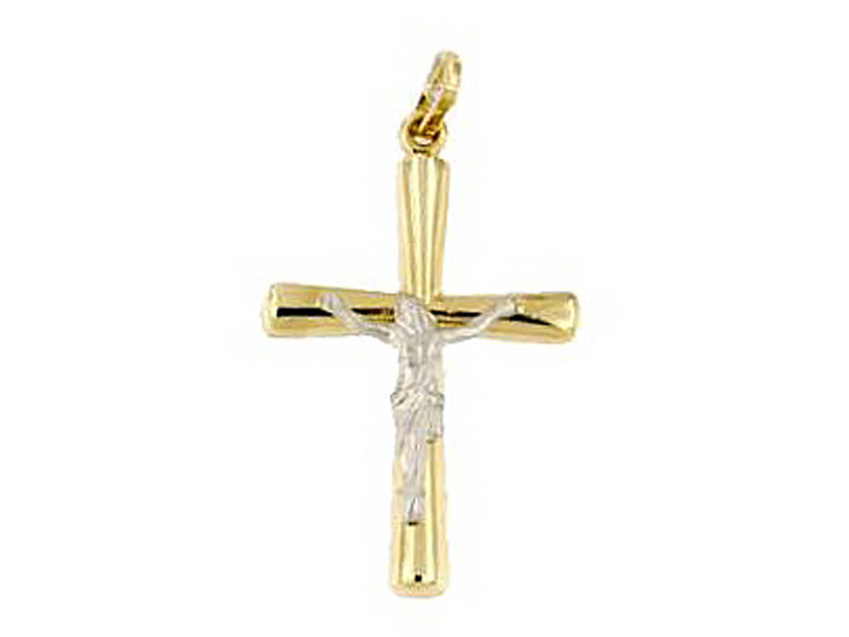 Two tones crucifix pendant