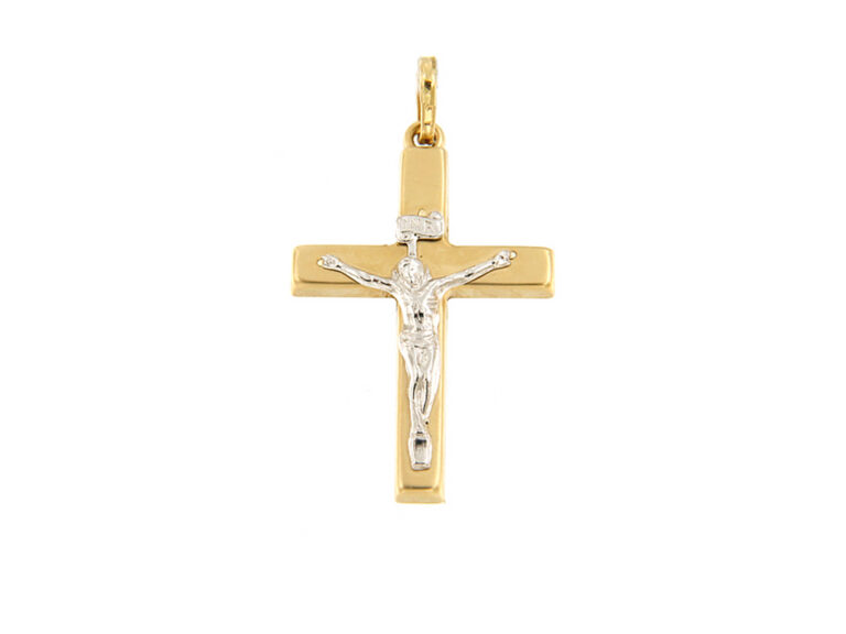 Two tones crucifix pendant