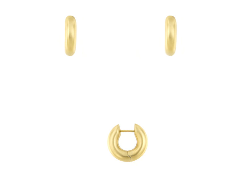 Satined creoles with pin