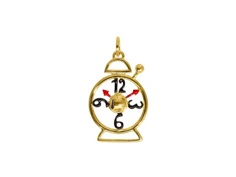 Enameled allarm clock pendant