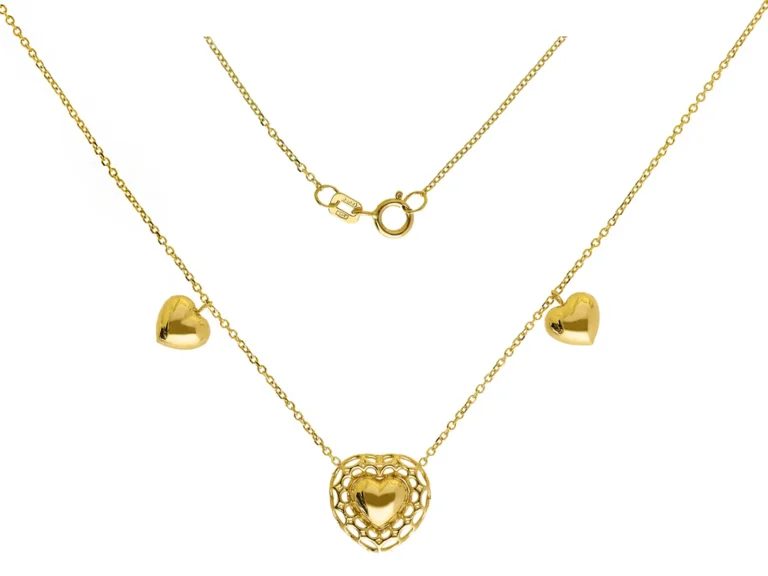 Necklace with heart elements and frame