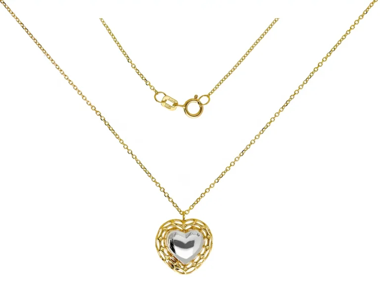 Necklace with heart element and frame