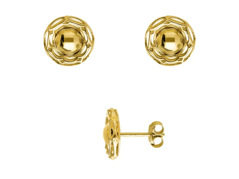 Earrings with round element and frame