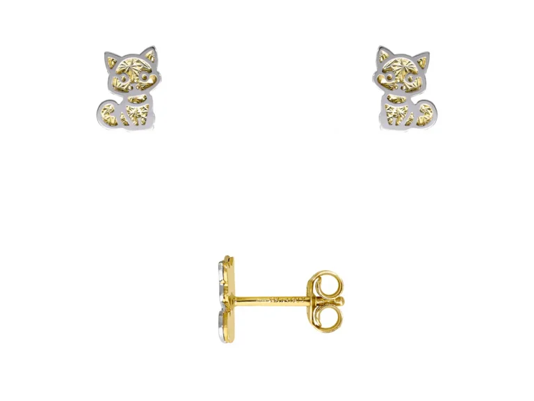 Two tone cat earrings