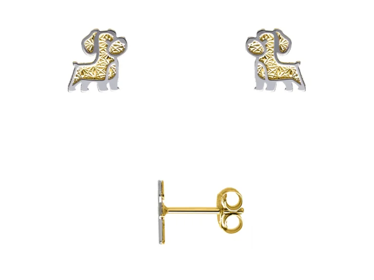 Two tone dog earrings