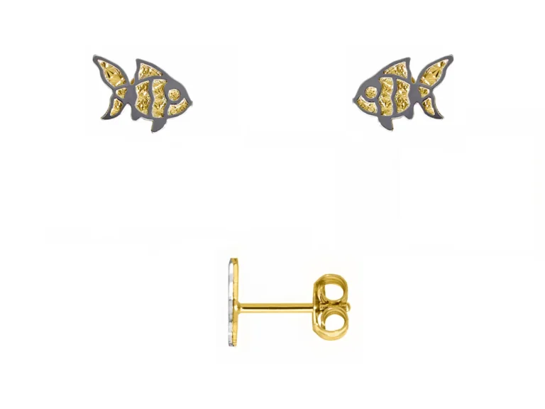 Two tone fish earrings