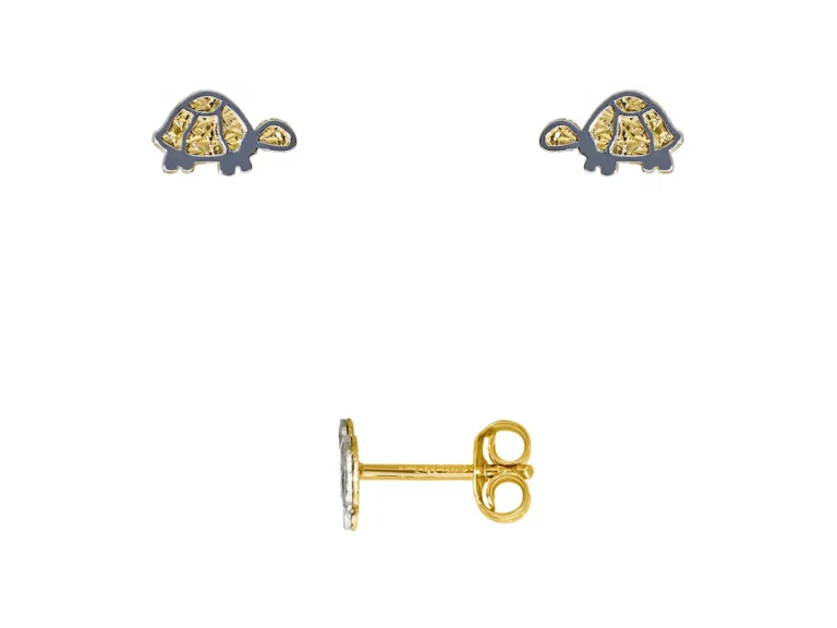 Two tone turtle earrings